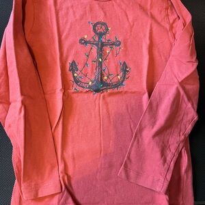 Crewcuts Red Anchor Long Sleeve Christmas Tee